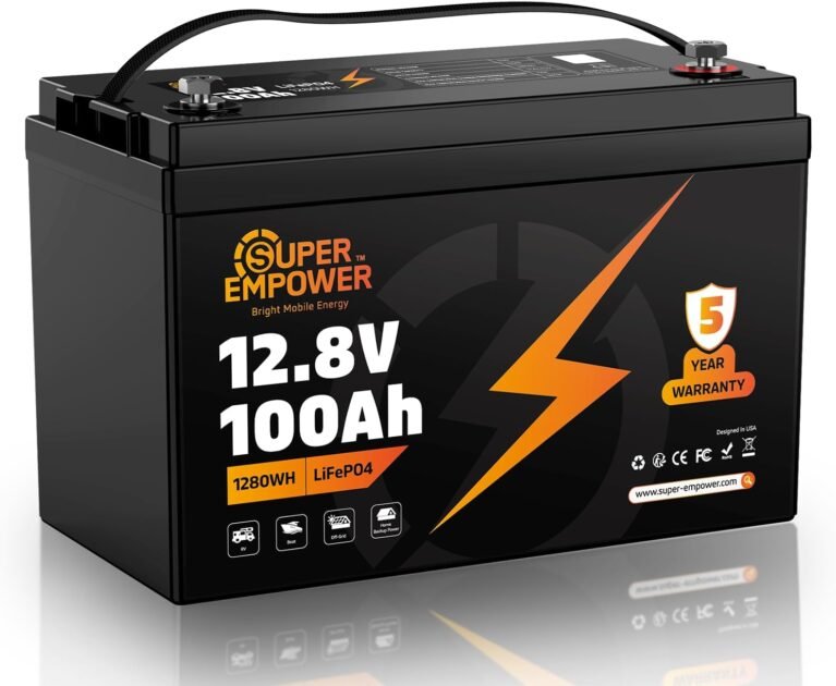 12V 100Ah LiFePO4 Battery, Group 24 Deep Cycle RV/Trolling Motor Battery | 1280Wh Capacity, 100A BMS, Low-Temp Cutoff, Supports 4P4S Expansion, Up to 20.48kWh, for RV, Trolling Motor, Marine & Solar