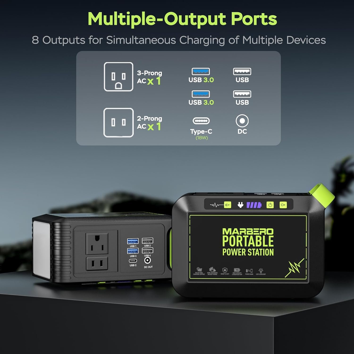 MARBERO Solar Powered Generator 88Wh, 120W Surge with 25W Solar Panel Kit | Solar Generator with Panels Included Portable Power Station with AC Outlet 110V for Camping Outdoor Home Backup Emergency RVs - Image 2