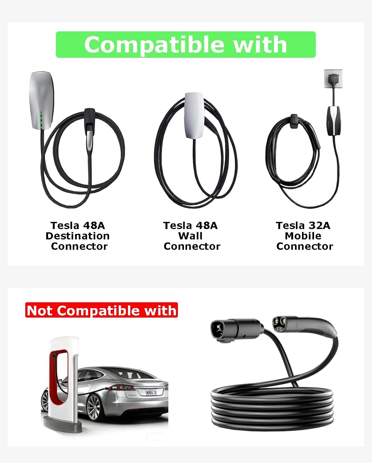 Extension Cord for Tesla, 16.4FT 50A 240V Tesla Charger Extension Cable with NACS Plug, Compatible with Model Y/X/3/S, Level 1/2 Charger Extension for Mobile Connector & Wall Connector - Image 3