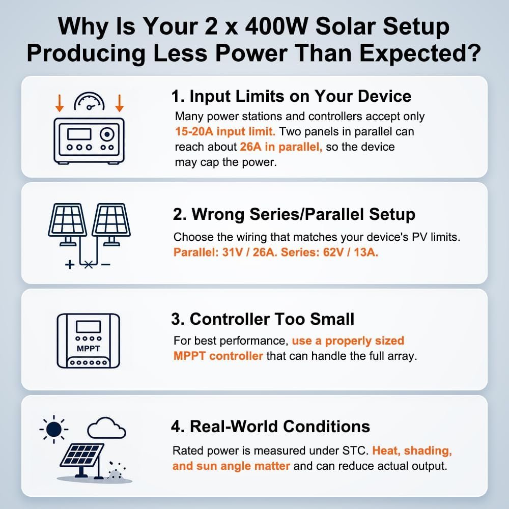 DOKIO 800W Solar Panel Set, Two 400W 31V Panels for 24V Off-Grid Systems | Two 400W panels with 9.84 ft cables,aluminum frame and pre-drilled holes; built for yards, sheds,and off-grid installations - Image 5