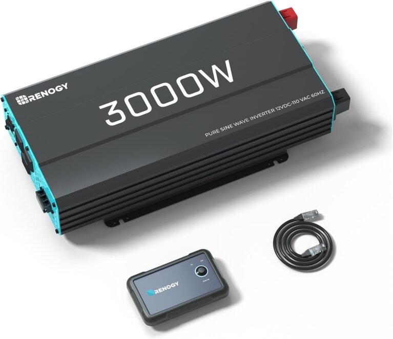 Renogy Inverter P2 3000W Pure Sine Wave Inverter 12V DC to 120V AC Converter for Home, RV, Truck, Camping, Trailer, with Wired Remote Controller, Support Li, AGM, SLD, Gel, FLD Batteries | Off-Grid Solar Power Inverters for Vehicles, with AC Outlet, 5V/2.1A USB, Hardwire Port, Remote Controller, Surge 6000W