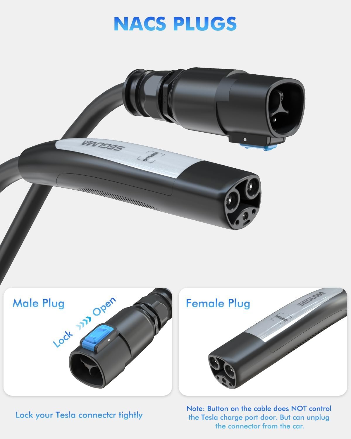 EV Charger Extension Cable for Tesla, 50Amp 40ft Up to 240V 12kW, NACS Plug EV Extension Cord for Tesla Wall Connector/Destination Charger, Compatible with Model Y/X/3/S (Not Fit Tesla Mobile Charger) - Image 4