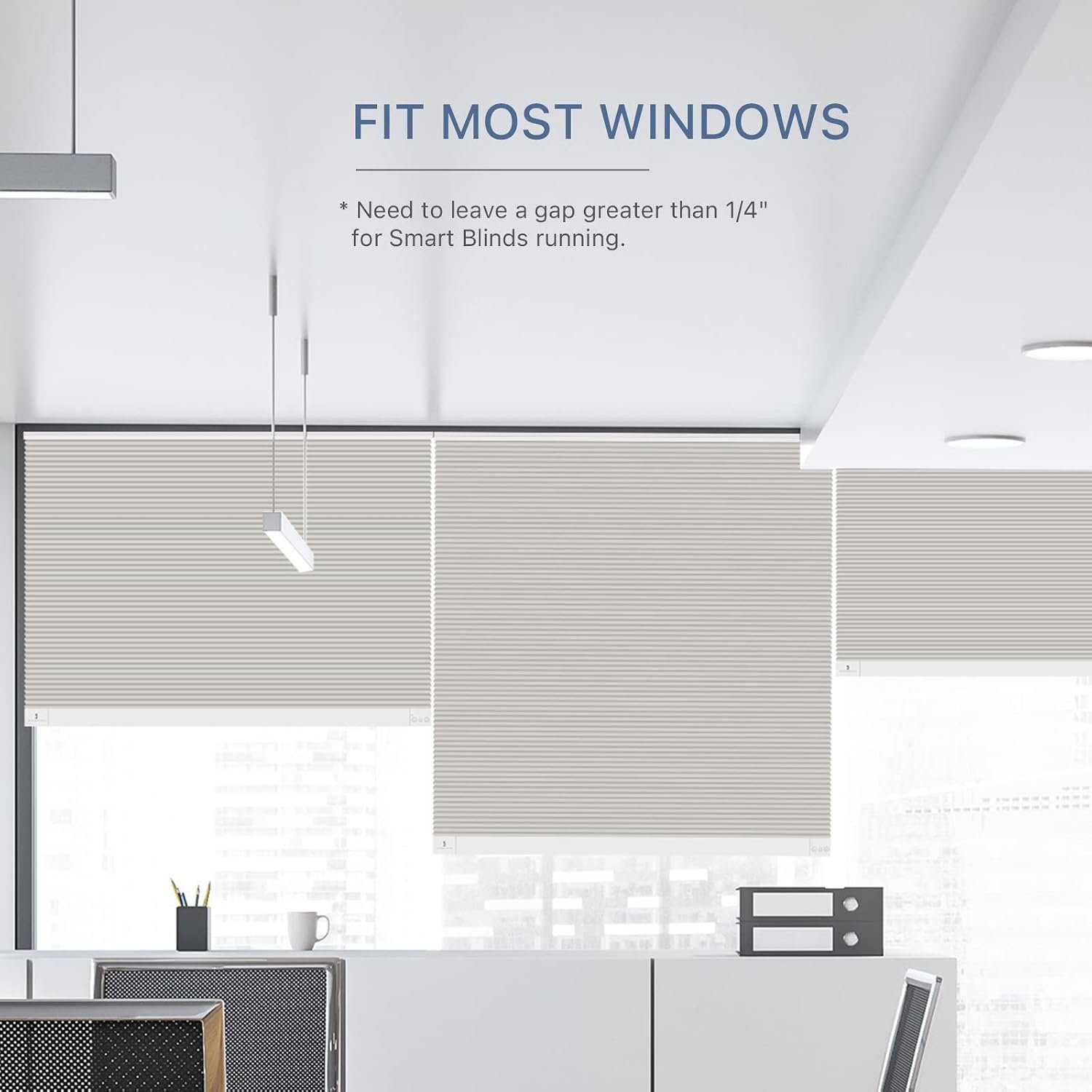 THIRDREALITY ZigBee Smart Blind, Motorized Blackout Window Shades with Remote, Cordless Honeycomb Blinds, Automatic Height Setting, AA Batteries Powered, 27" W x 72" H Beige/White - Image 4