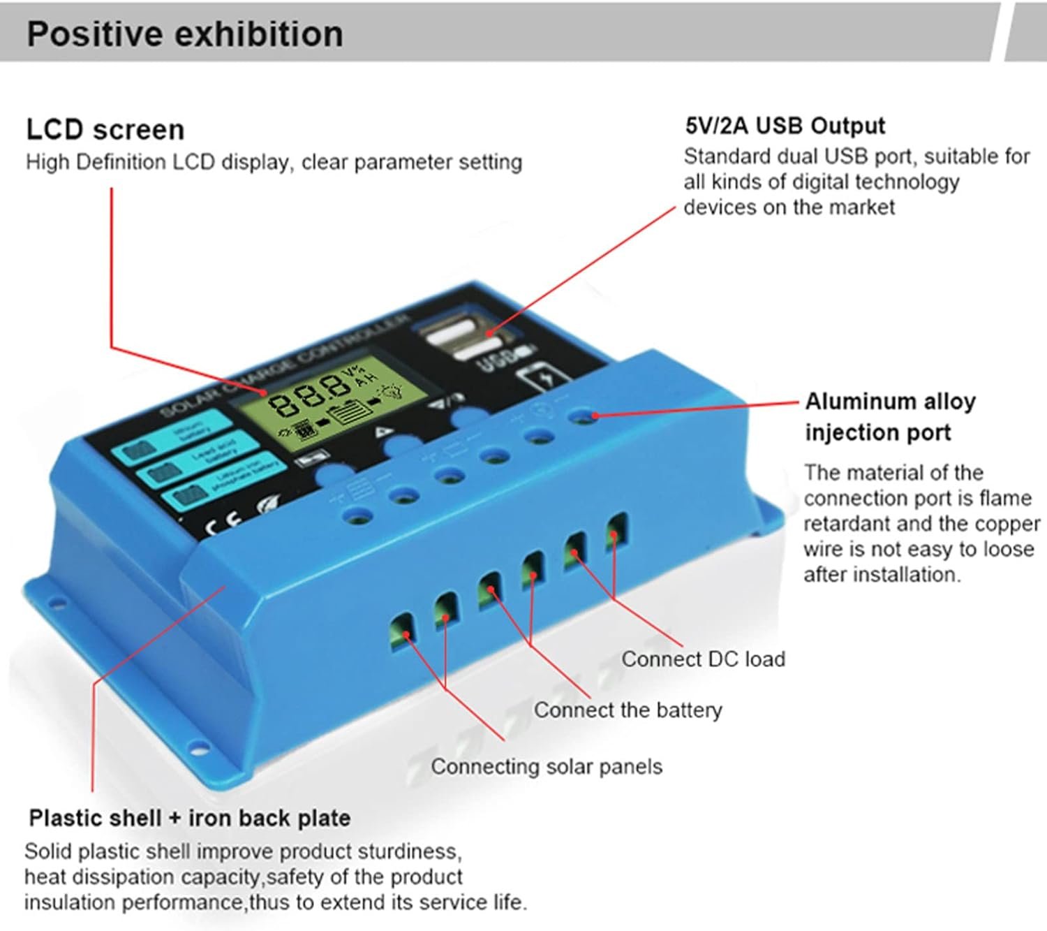 Peidesi PWM 30A Solar Charge Controller 12V 24V PV Regulator for Lifepo4 Lithium Gel Lead Acid for 100W 200W 300W Solar Panel LCD Display Dual USB 5V Output - Image 8