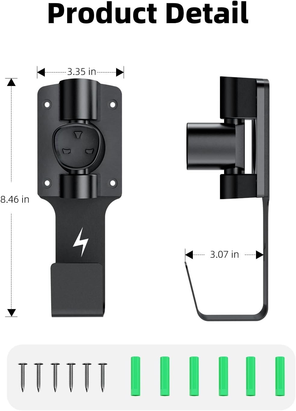 FOCSPROD for Tesla Charger Holder, with 180° Rotation Nozzle Dock, Metal J-Hook for Tesla Model 3/Y/X/S Charger Cable Car Accessories Wall Connector Organizer Extra with Mobile Connector Holder - Image 8