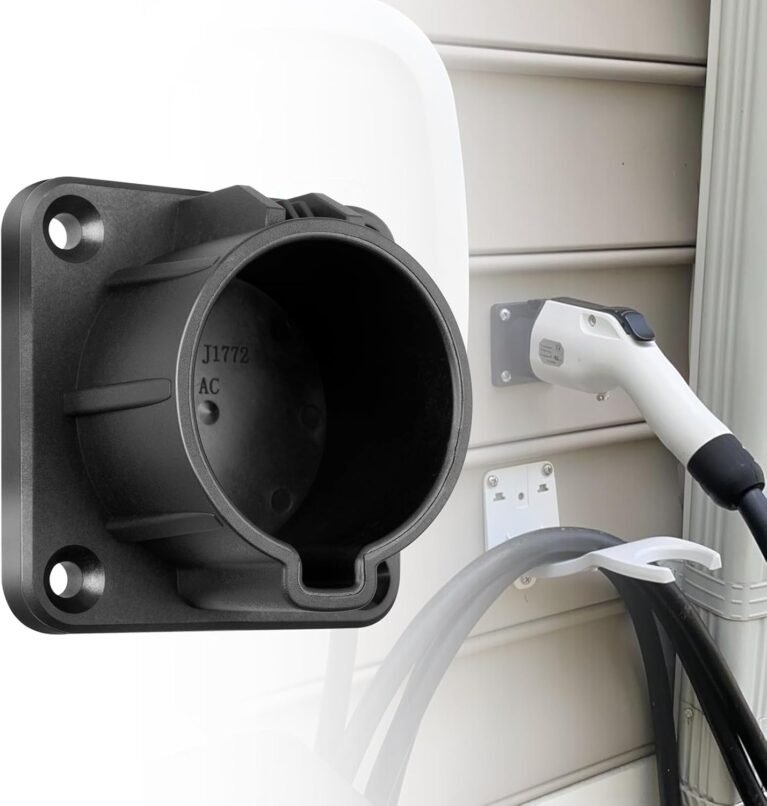 Anina EV Charger Holder SAE J1772 Nozzle Holster Dock for Electric Vehicle Charging Connector Wall Mount Car Cable Hanger with Matching Screws