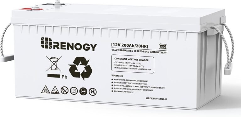 Renogy 12 Volt 200Ah Deep Cycle AGM Battery, Lead Acid Solar Battery