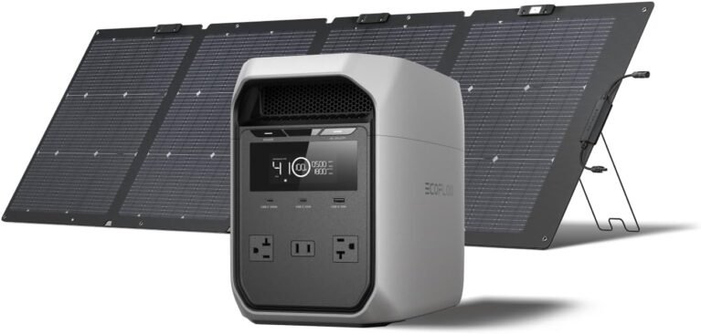 EF ECOFLOW Solar Generator Delta 3 Classic with 220W Solar Panel, 1024Wh | 1800W AC (3600W Surge)/100W USB-C Output, LiFePO4 Battery Portable Power Station, 10ms UPS, 1 Hr Fast Charge for Home,Camping