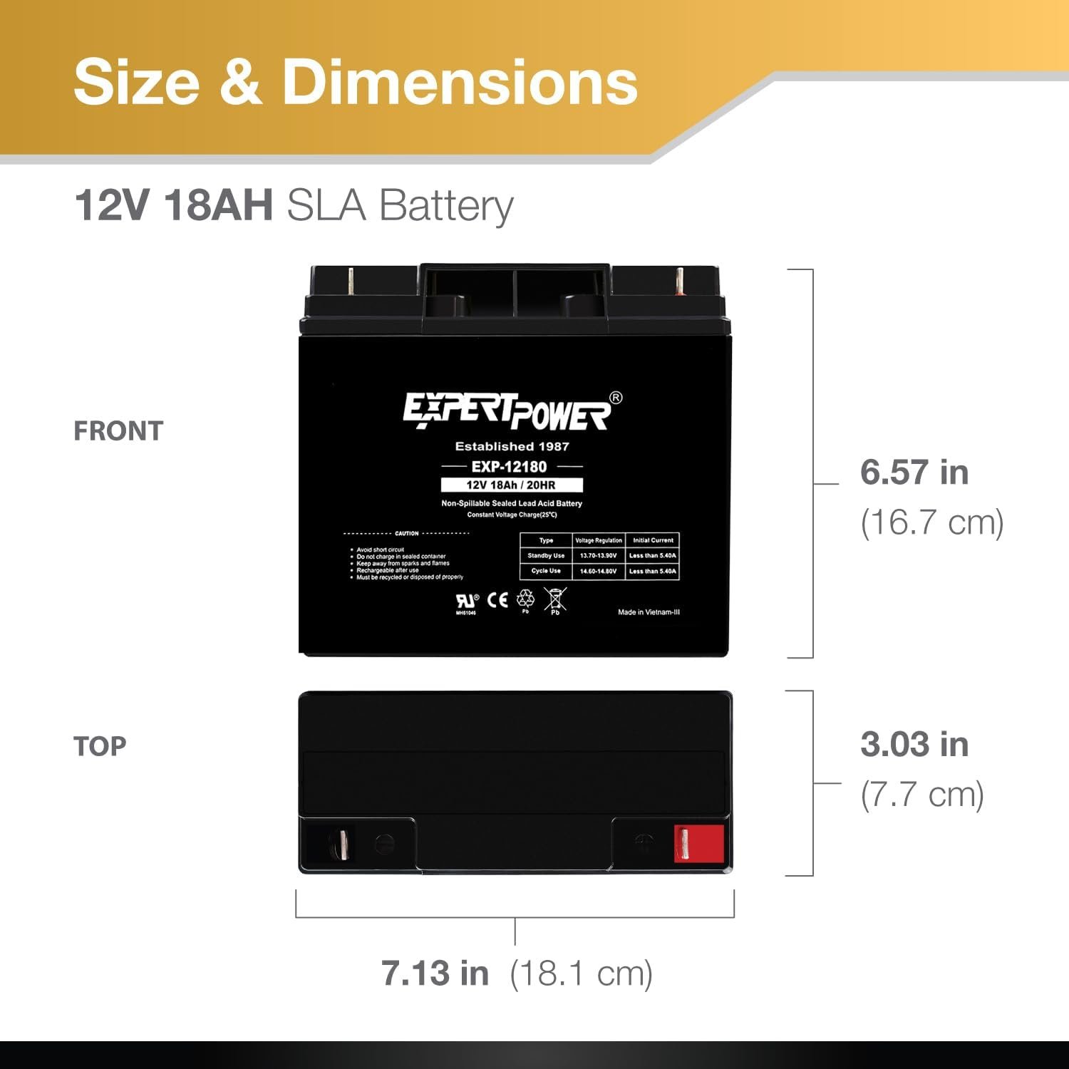 ExpertPower 4 Pack EXP12180 12V 18Ah / 20HR AGM - Rechargeable 12V Battery Sealed Lead Acid Battery, Small 12 Volt Batteries for Alarm Systems, Generator, Wheelchair, Solar Power, UPS Replacement - Image 2