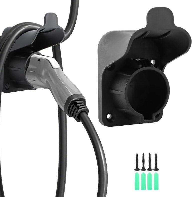EV Charger Holder,SAE J1772 Wall Mount Charging Cable Organizer,Nozzle Holster Dock Electric Vehicle EVSE PHEV Car Plug Space Saving Garage Wall Connector Cord Hook for Outdoor Indoor
