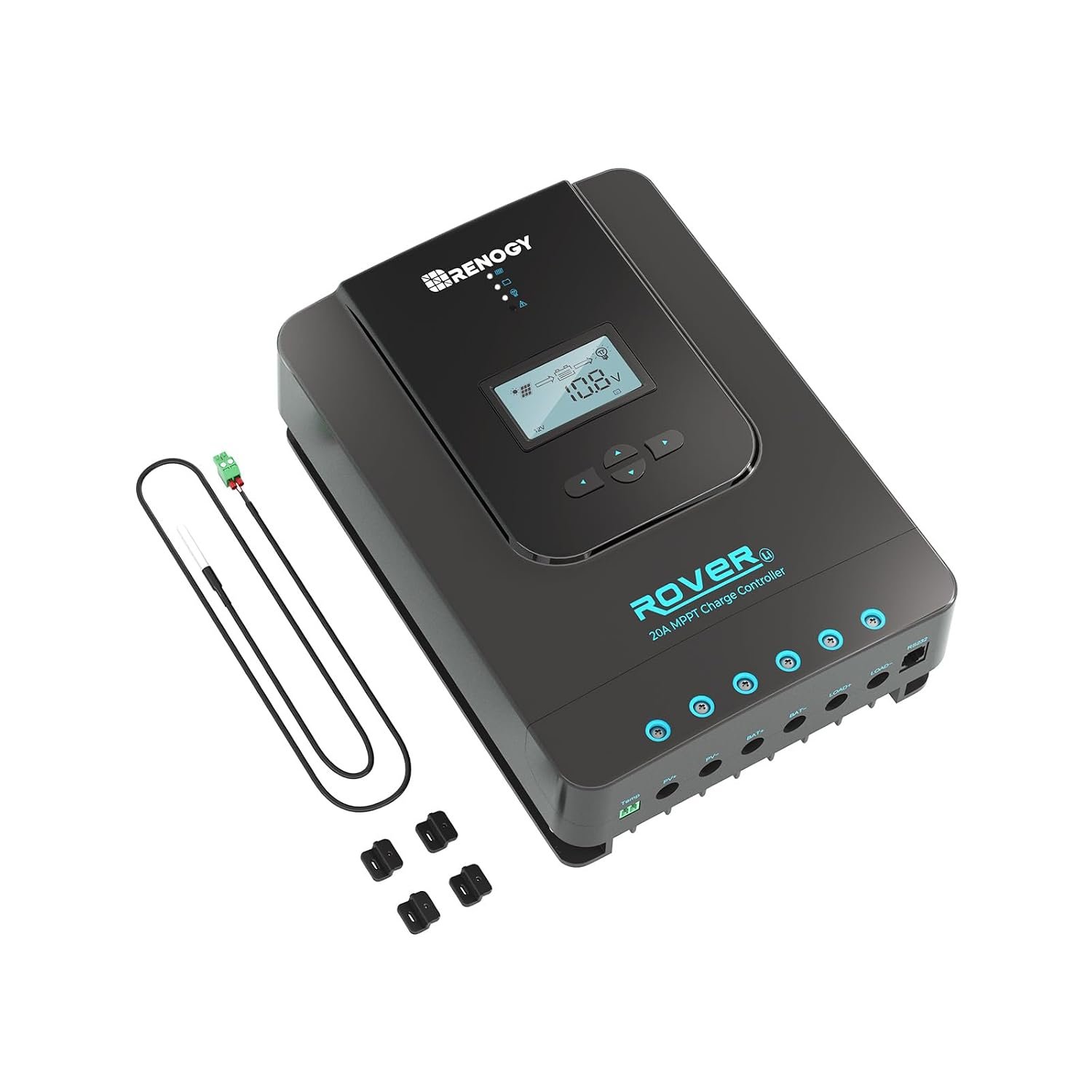 Renogy Solar Charge Controller Rover 20A 12V24V Auto DC Input MPPT Charge Controllers for Solar Panels Adjustable LCD for Gel Sealed Flooded Lithium Batteries | 95V PV input, AGM/Gel/Flooded (auto), Li (manual), MPPT 99% tracking,overcharge/short protection, negative ground, for RVs - Image 9