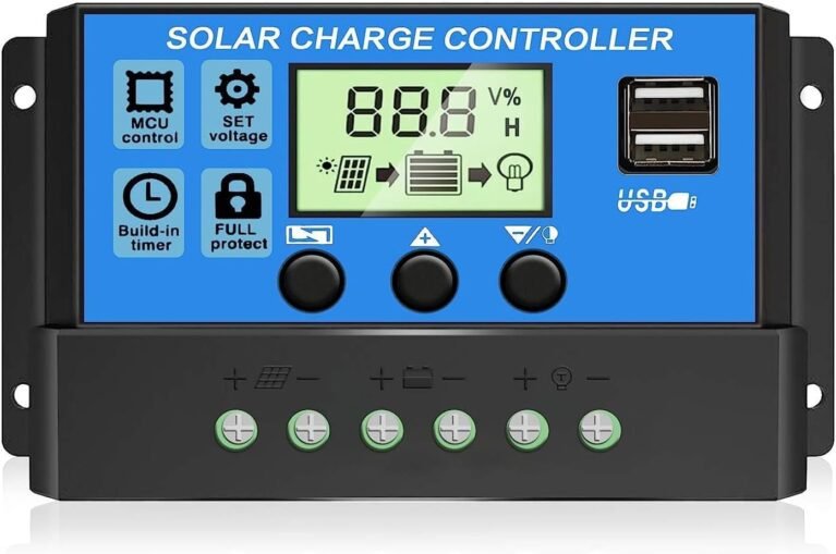 30A PWM Solar Charge Controller, 12V 24V Dual USB Solar Panel Battery Intelligent Regulator with LCD Display, Auto Parameter Adjustable, Timer Setting, Multiple Load Control Modes