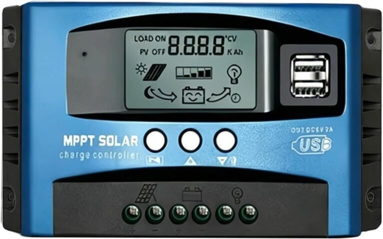 60A MPPT Solar Charge Controller Solar Panel Regulator - Auto-Detect 12V/24V System with Adjustable LCD Display Dual USB Port Timer Setting PWM Auto Parameter Fits for Lead-Acid & Lithium Batteries