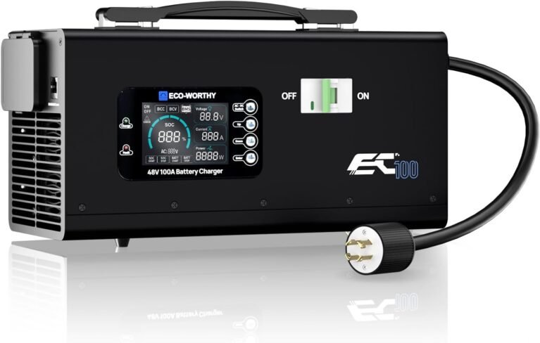 ECO-WORTHY 48V 100A Battery Charger for 48V Lithium LiFePO4 Battery | 120/240V Generators Fast Charging,Compatible with ECO-WORTHY Cubix/Powermega Series 48V Battery,2-100A Current Adjustable