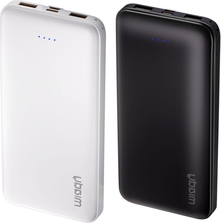 Miady 2-Pack Portable Charger 10000mAh Power Bank 22.5W Travel Battery Pack | 37Wh丨Fast Charging丨3 Outputs 2 Inputs丨Slim丨Compatible with iPhone 17 Galaxy S24 Android Tablets etc丨Flight-Safe丨Black+White
