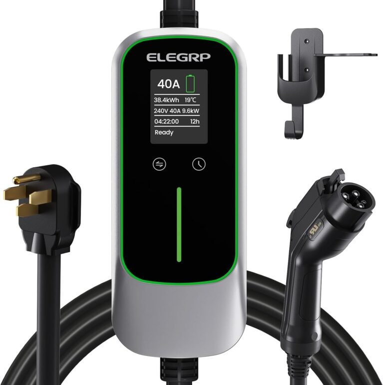 ELEGRP Level 2 EV Charger 40Amp, J1772 Portable Electric Car Charger, 240V NEMA 14-50 Plug, ETL Certified with 25FT Extension Cable