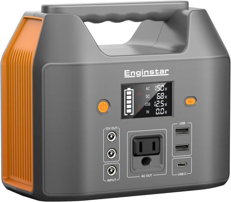 EnginStar Power Bank with AC Outlet 150W 110V Laptop Power Bank, 155Wh/ 42000mAh Battery Bank, Lithium Ion Power Supply for Emergency Camping