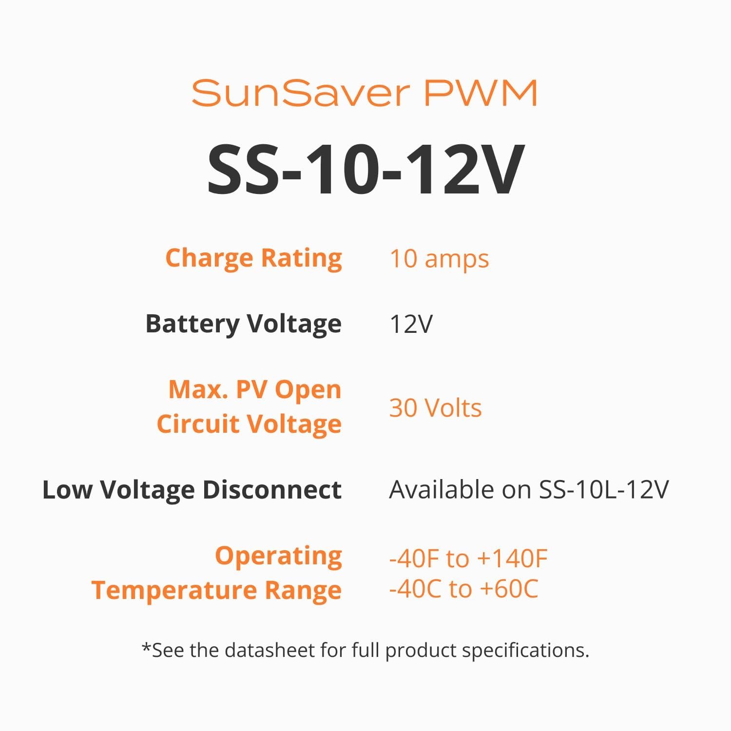 Morningstar SunSaver 10A PWM Solar Charge Controller (SS-10-12V) - Solar Panel Regulator for 12V Batteries, Four Stage Battery Charging, HazLoc Rated, Low Noise, 5 Year WTY - Designed in The USA | Four-stage charging, temp compensation, HazLoc rated, load control, reverse polarity protection, 5-year warranty - Image 5