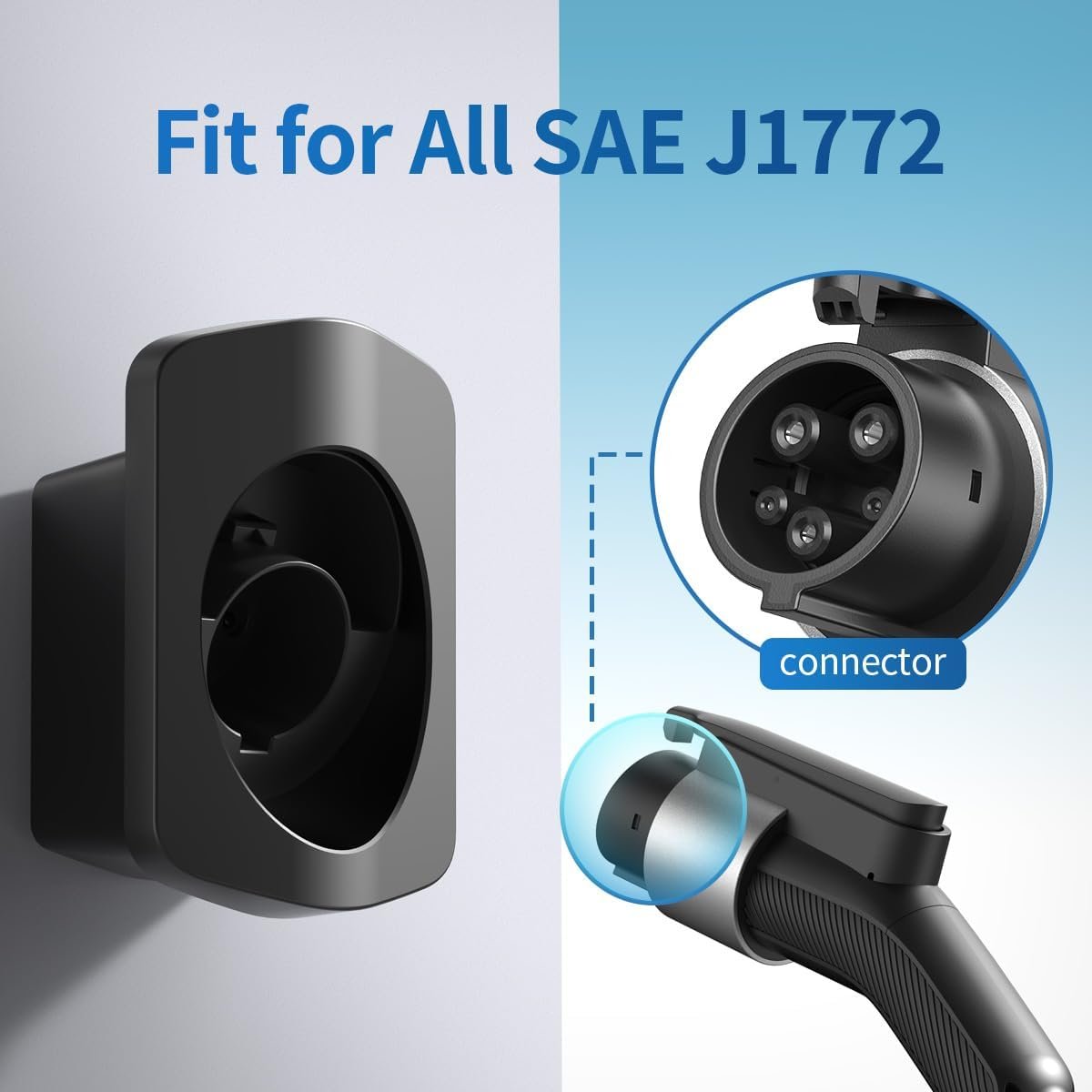 QIAO)) EV Charger Holder Wall Mount for SAE J1772 Holster | J1772 EV charger holder, 35kg, no sharp edges, space-saving waterproof wall mount, cable organizer, matte, neat garage - Image 3