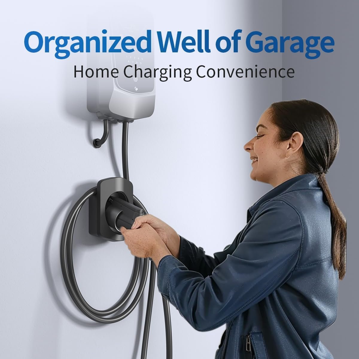 QIAO)) EV Charger Holder Wall Mount for SAE J1772 Holster | J1772 EV charger holder, 35kg, no sharp edges, space-saving waterproof wall mount, cable organizer, matte, neat garage - Image 8