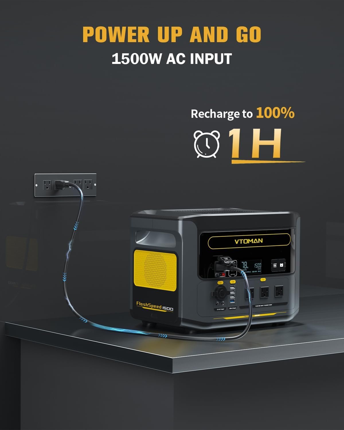 VTOMAN FlashSpeed 1500 Solar Generator, 1548Wh LiFePO4, 3000W peak ouput | Recharge 0-100% in 1H, UPS - Image 3
