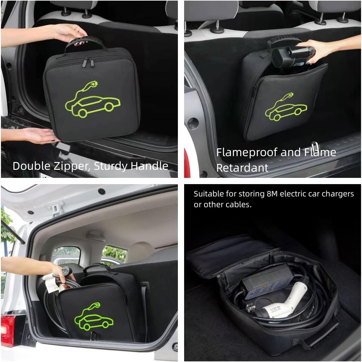 EV Cable Organizer Bag, Jumper Cable Bag, Storage & Organizer for Cables,Cords,and Hoses, Portable EV Chargers Cable Storage Bags, Electric Car Charger Case for EV Cable - Image 3