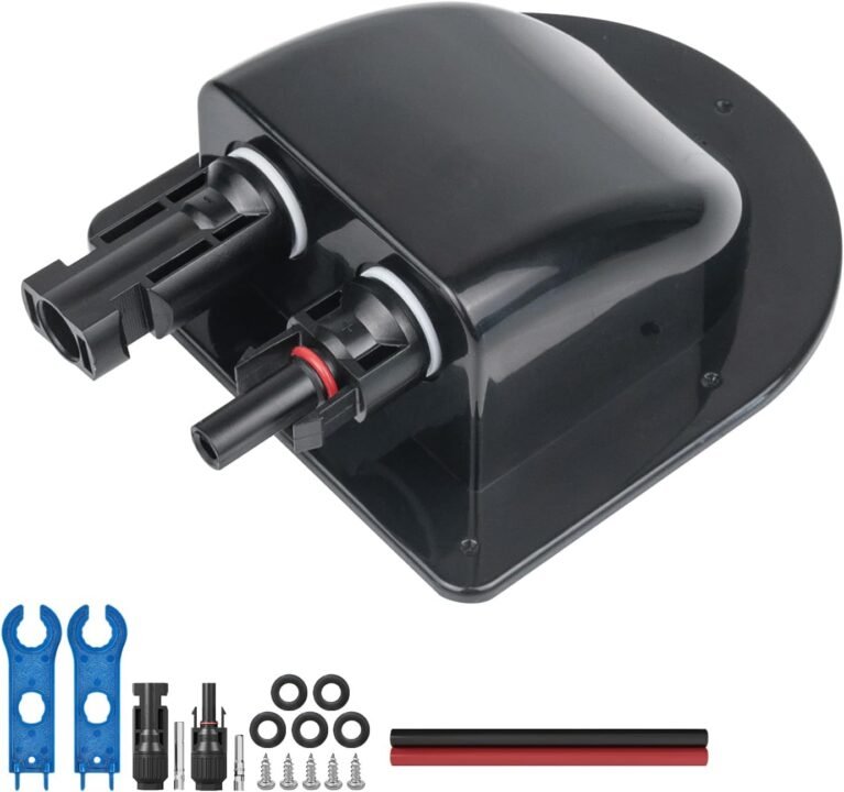 Solar Cable Entry Gland with 10Awg Copper Solar Cable and Solar Connector UV Resistance Dual Cable Entry Housing for Solar RV Boats Yacht Roofs (Black 0.3FT)