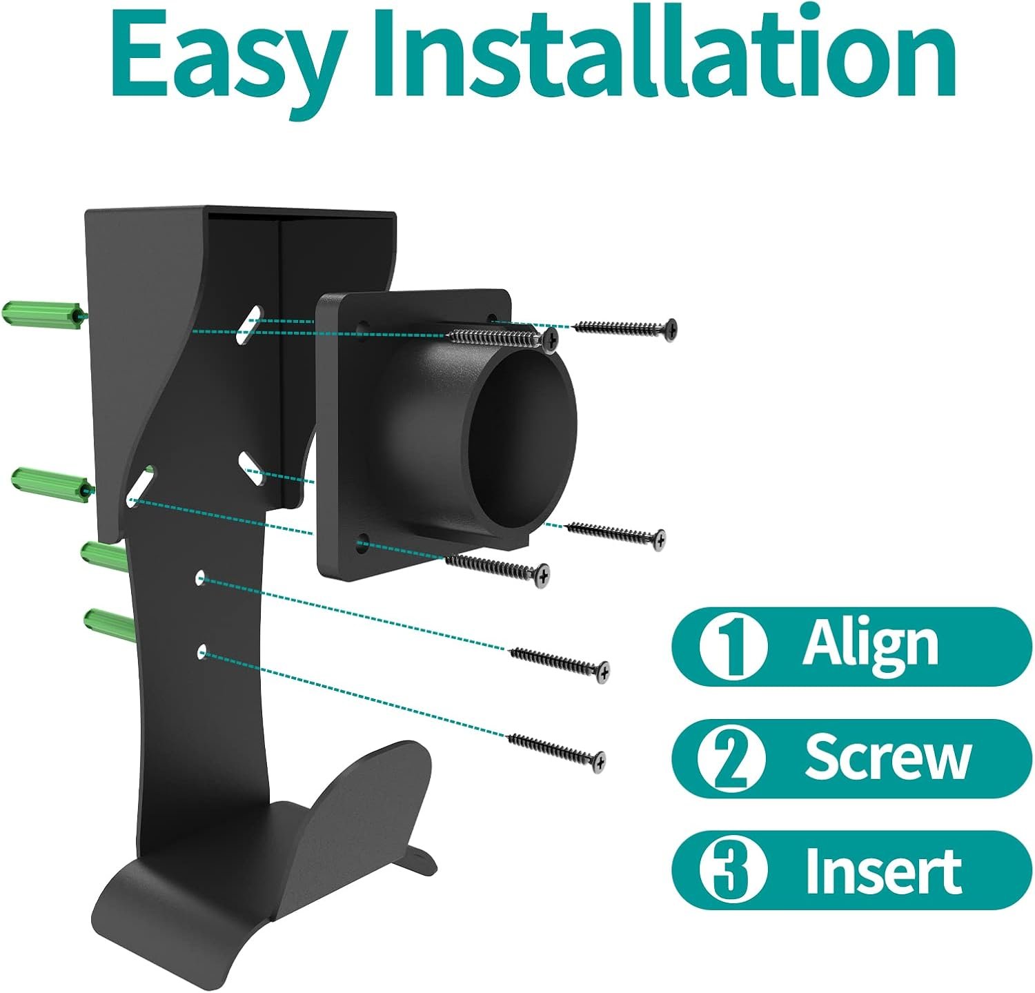 EV Charger Holder Wall Mount J1772 Holder, No Cable Cutting, Outdoor/Indoor, EV Cable Holder and Electric Car Plug Nozzle Holster Dock Combination for SAE J1772 Connector - Image 6