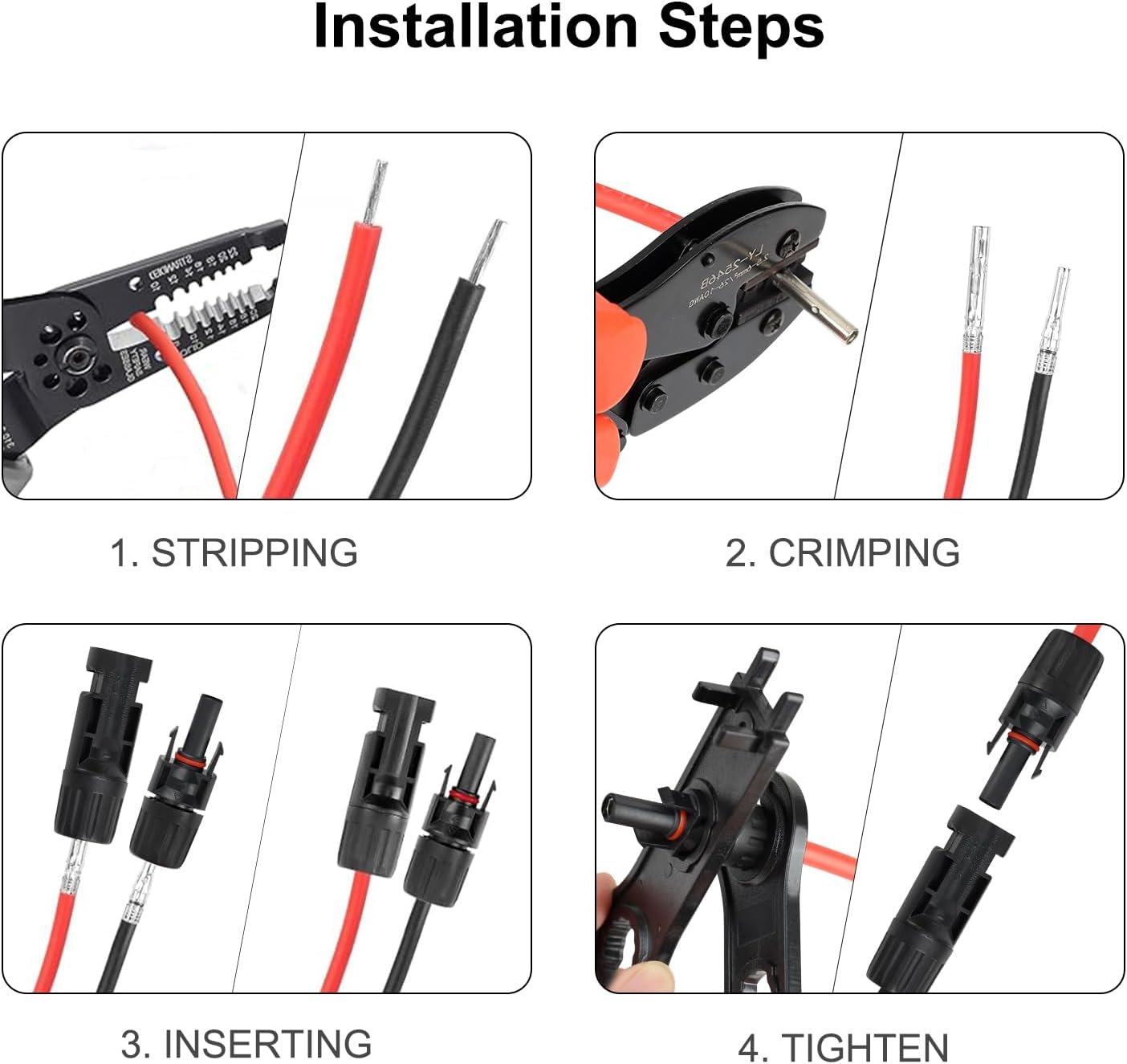 MC4 Solar Panel Connectors - 30Pairs/60PCS Male & Female Solar Panel Cable Connectors Kit with 2 Spanner Wrenches IP67 Waterproof 1000V 30A - Image 6