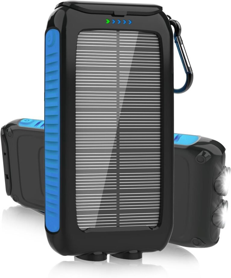 49800mAh Solar Charger Power Bank with USB-C Fast Charging & Dual USB Ports | Dual LED Flashlights with Rugged Design for Camping & Emergencies