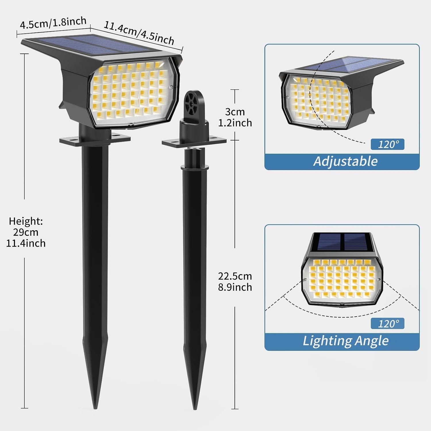 WENATY Solar Spot Lights Outdoor Waterproof Spotlights 12 Pack Warm White | 46LED, 3 Mode, Auto On/Off Landscape Spotlights Solar Powered Flood Lights for Outside Pathway Yard Garden House Walkway Tree - Image 6