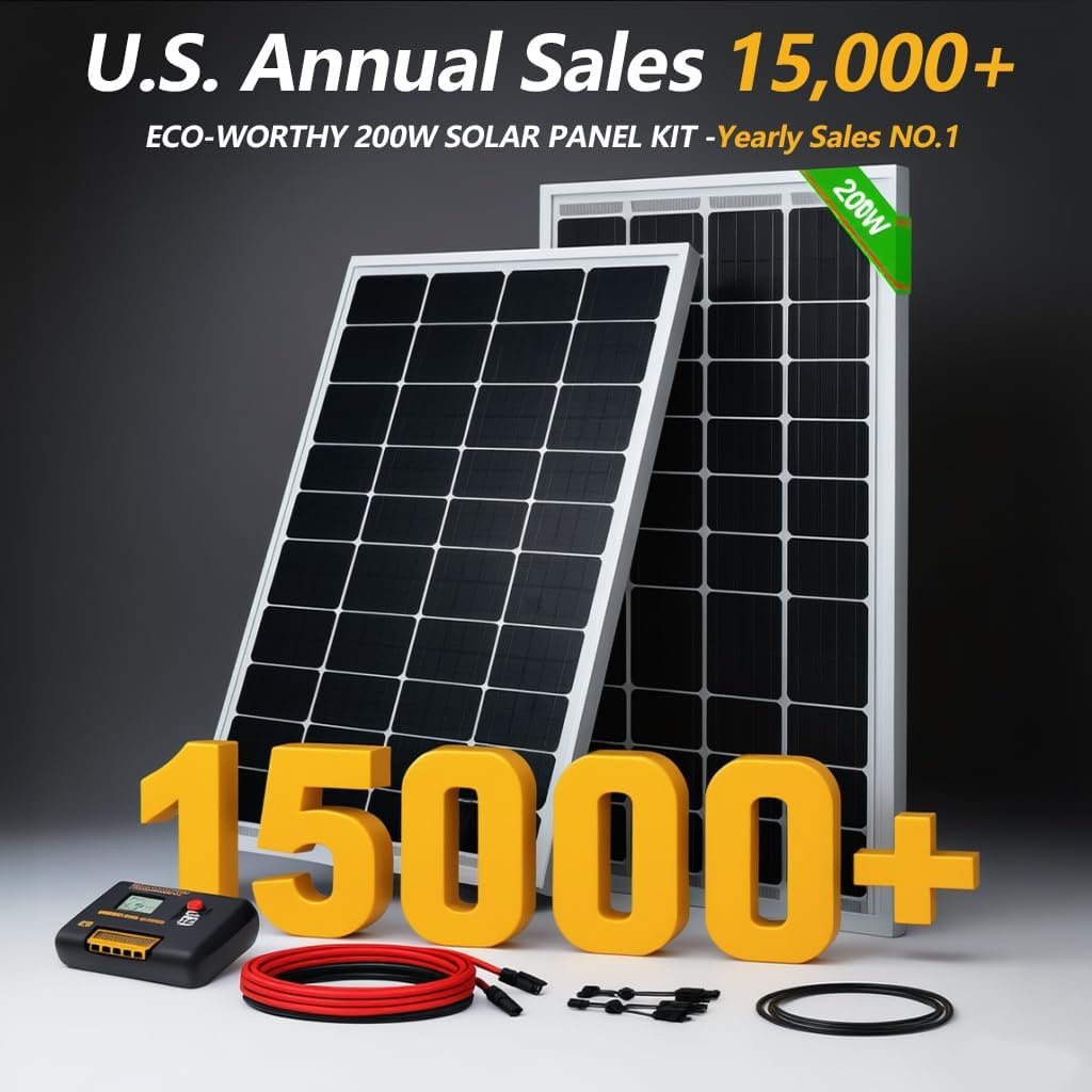 ECO-WORTHY 200 Watts 12 Volt/24 Volt Solar Panel Kit with High Efficiency Monocrystalline Solar Panel and 30A PWM Charge Controller for RV, Camper, Vehicle, Caravan and Other Off Grid Applications | 2pcs 100W N-Type 25% High Efficiency Solar Panel+30A PWM Charge Controller for RV, Camper, Vehicle, Off Grid Applications - Image 2