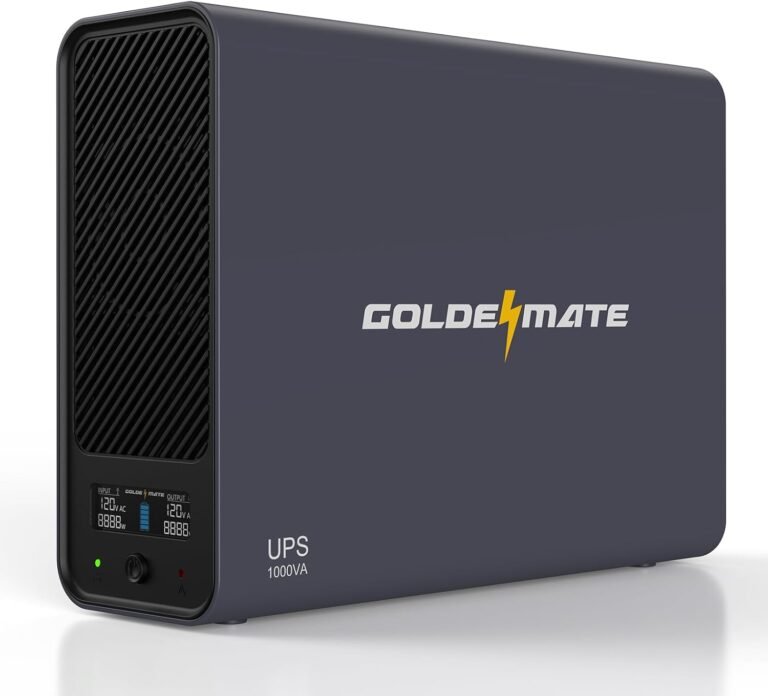 GOLDENMATE 1000VA/800W Lithium UPS Battery Backup & Surge Protector, Gray | Pure Sine Wave, 8 Outlets, Color LCD, 230Wh LiFePO4 Backup Battery, Uninterruptible Power Supply for PC/Internet/Home Office