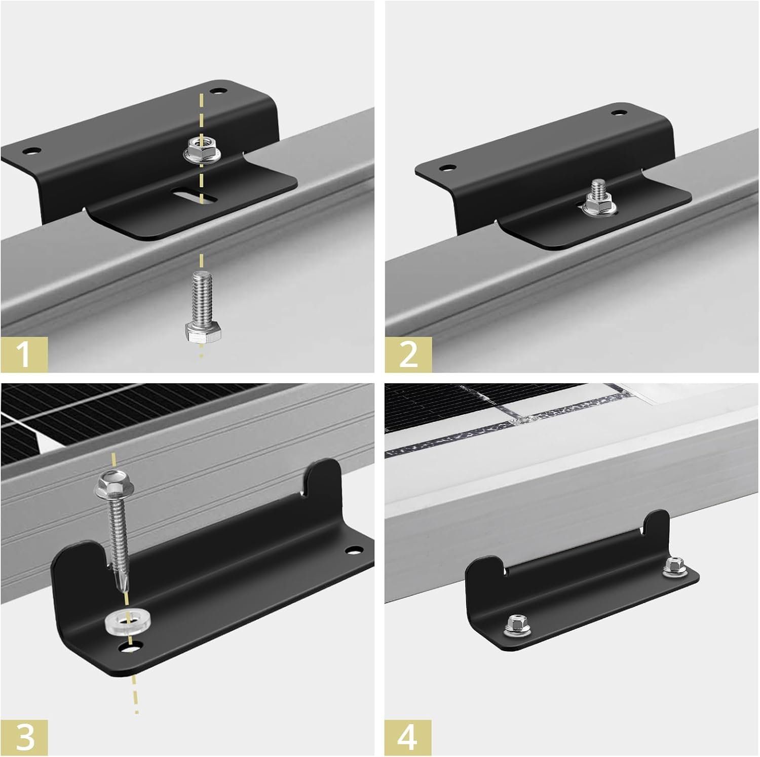 Anbte 4PCS Solar Panel Z Brackets for RV Roof, Solar Mounting Bracket,Black | Aluminum Solar Panel Mounting Brackets, Corrosion-Free, Easy Install, Lightweight, For Roof, RV, Boat, Yacht, Trailers - Image 4