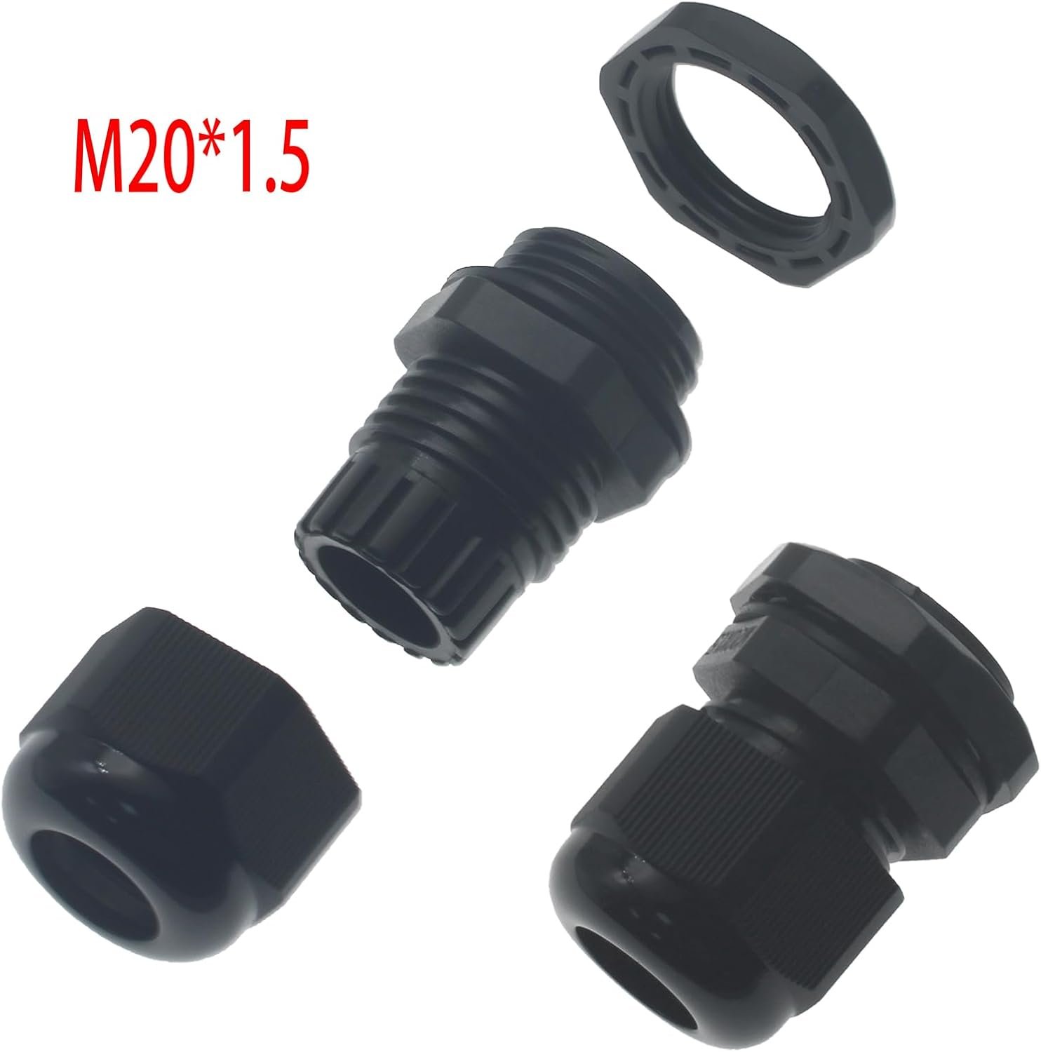 10 Pcs Black M20x1.5 Waterproof Cable Glands Joints Adjustable 6-12mm Cable Connectors Compression Cable Glands with Locknuts (IP68) - Image 2