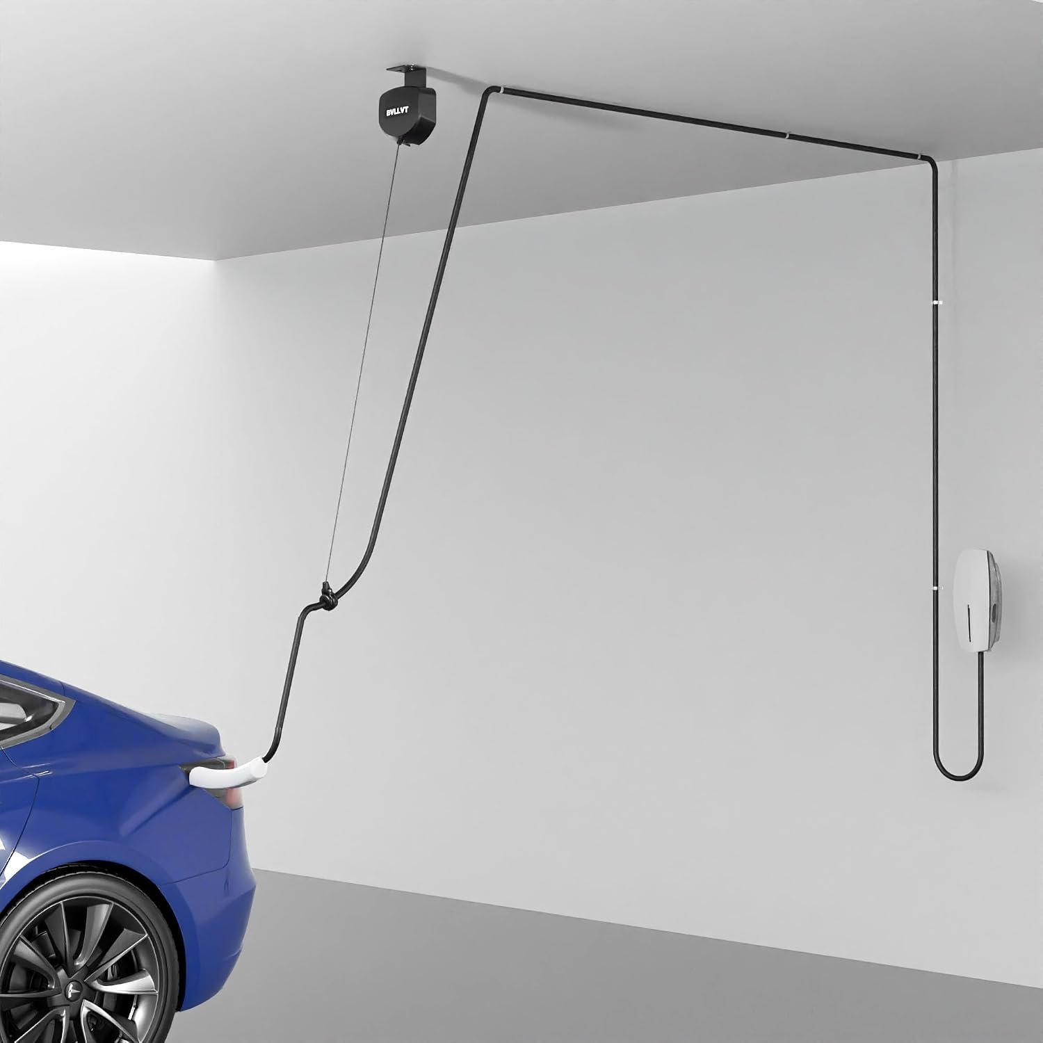 EV Charger Cable Retractor - 11.5ft Ceiling Mounted Automatic Retractable Cable Organizer for Electric Vehicle Charging, Universal Fits 95% of EV Charging Cables - Image 3