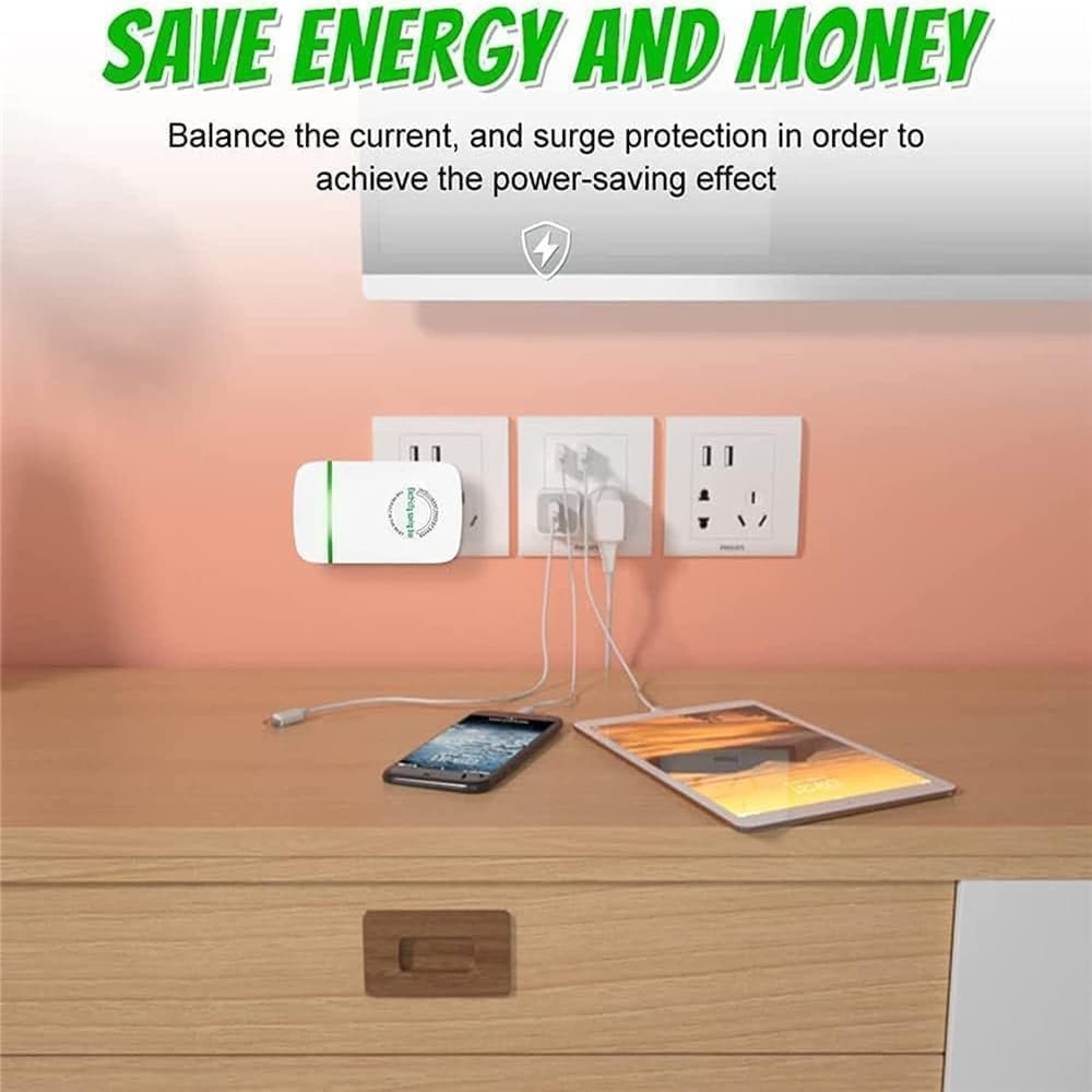 4PC Electricity Saving Box, Energy Saving Device Smart, Save Plug Power Saver Voltage Optimization Surge Protection Thermoregulation Outlet Home Office Compact Plug and Play Energy Efficiency - Image 2