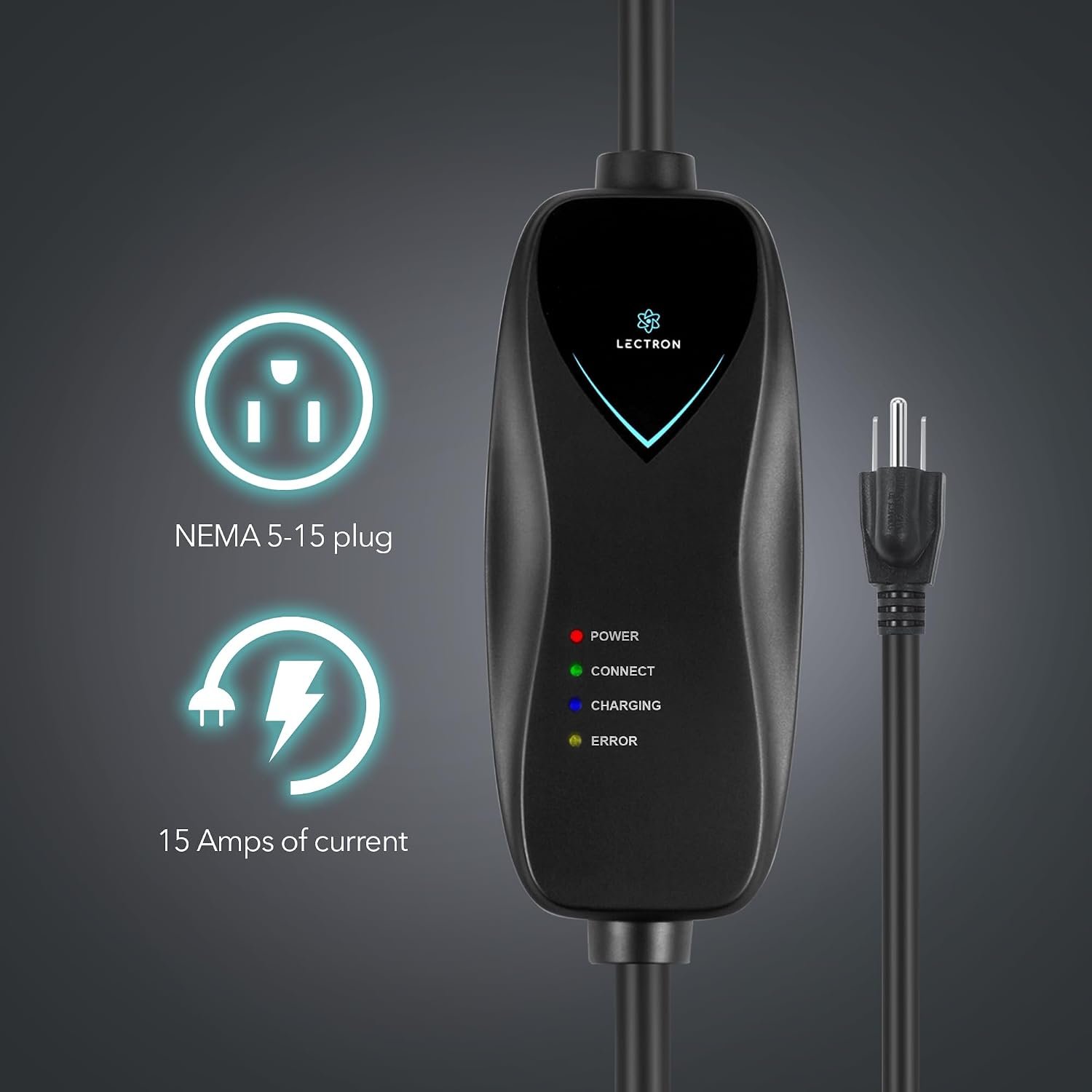 Lectron Level 1 EV Charger - ETL Certified, 110V, 15 Amp, 16 ft Extension Cord & J1772 Cable - Portable Electric Car Charger for J1772 EVs with NEMA 5-15 Plug - Image 2