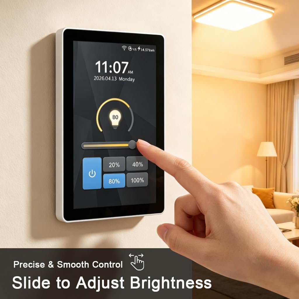 LANBON L10 Smart Dimmer Switch with 4.5" LCD Touch Screen, 1-Gang, WiFi Light Dimmer, Custom Scene Presets, Energy Monitoring, Alexa & Google Home, Neutral Wire Required - Image 2