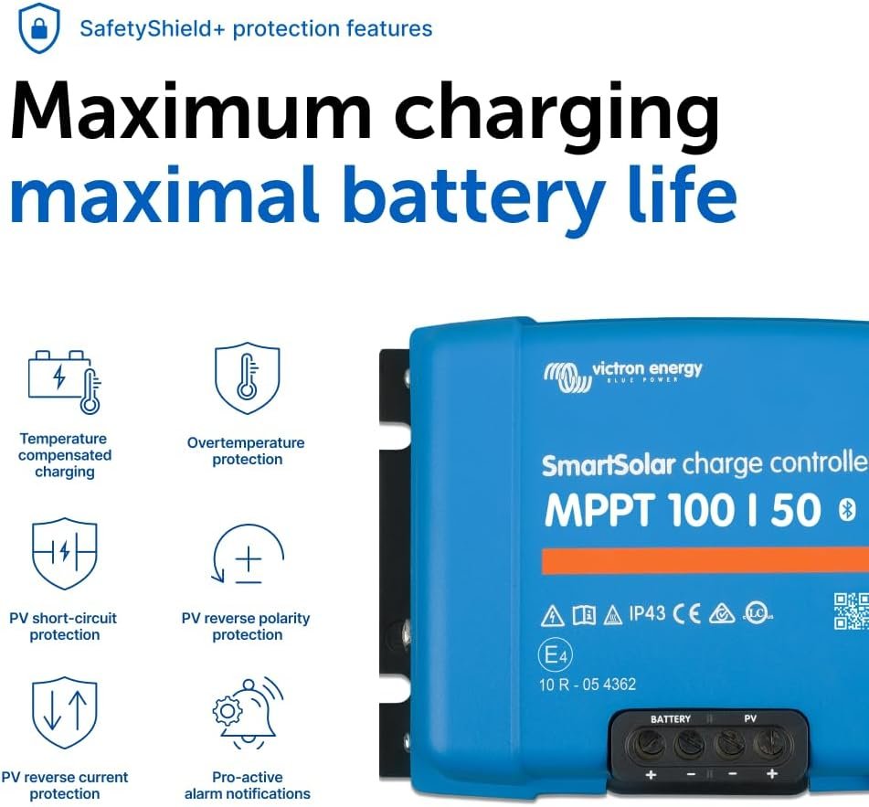 Victron Energy SmartSolar MPPT Solar Charge Controller 100V, 50A, 12/24V | Bluetooth Charge Controllers for Solar Panels - Image 7