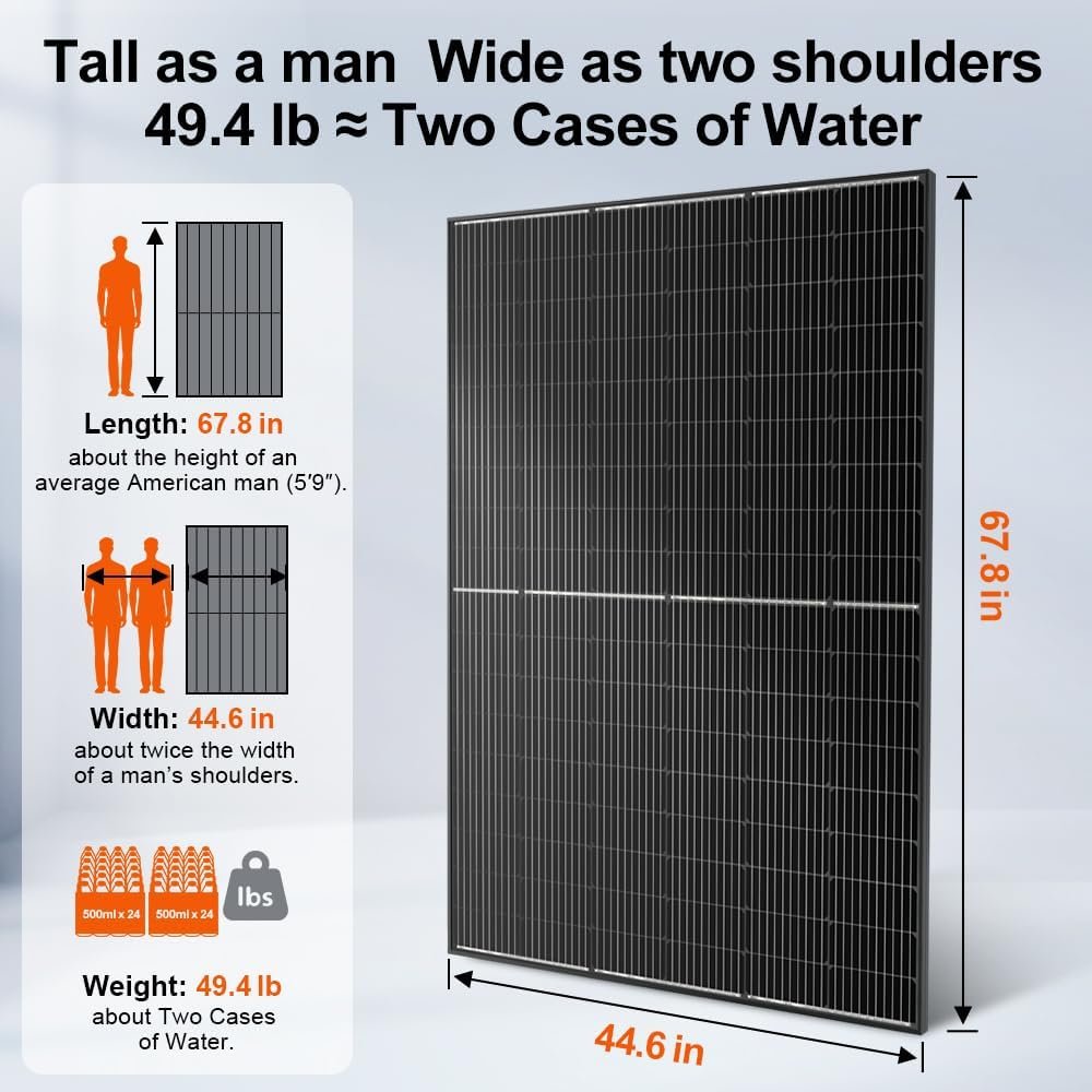 DOKIO 800W Solar Panel Set, Two 400W 31V Panels for 24V Off-Grid Systems | Two 400W panels with 9.84 ft cables,aluminum frame and pre-drilled holes; built for yards, sheds,and off-grid installations - Image 3