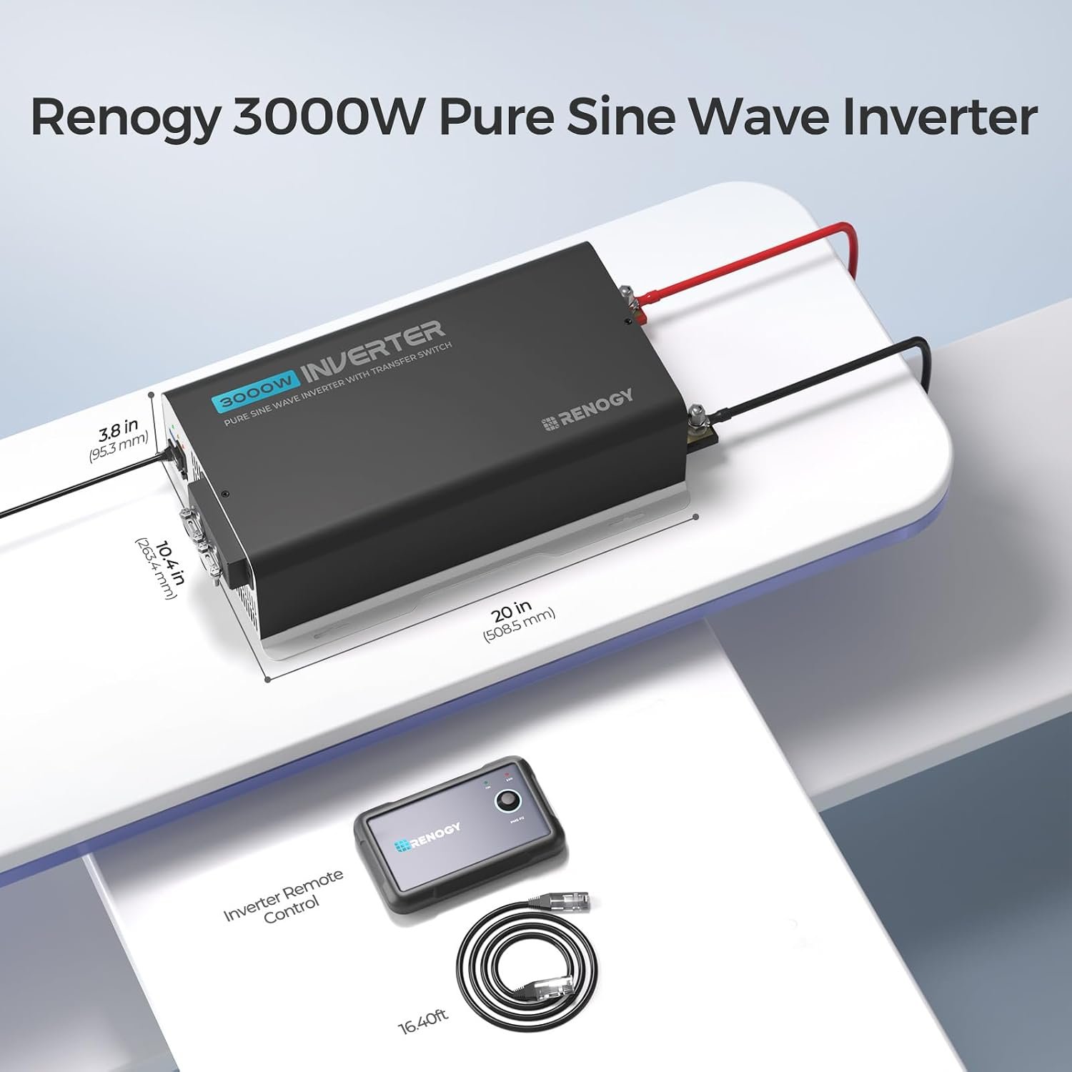 Renogy Inverter PUH, 3000W Pure Sine Wave Power Inverter with UPS Transfer Switch & Bluetooth, 12V DC to 120V AC Converter for RV, Truck, Home,Camping - 6000W Surge Power, Remote Monitoring | 12V DC to 120V AC Converter for RV, Truck, Home, Camping,92% High Efficiency, 6000W Surge, AC Outlet, Remote Monitoring - Image 8