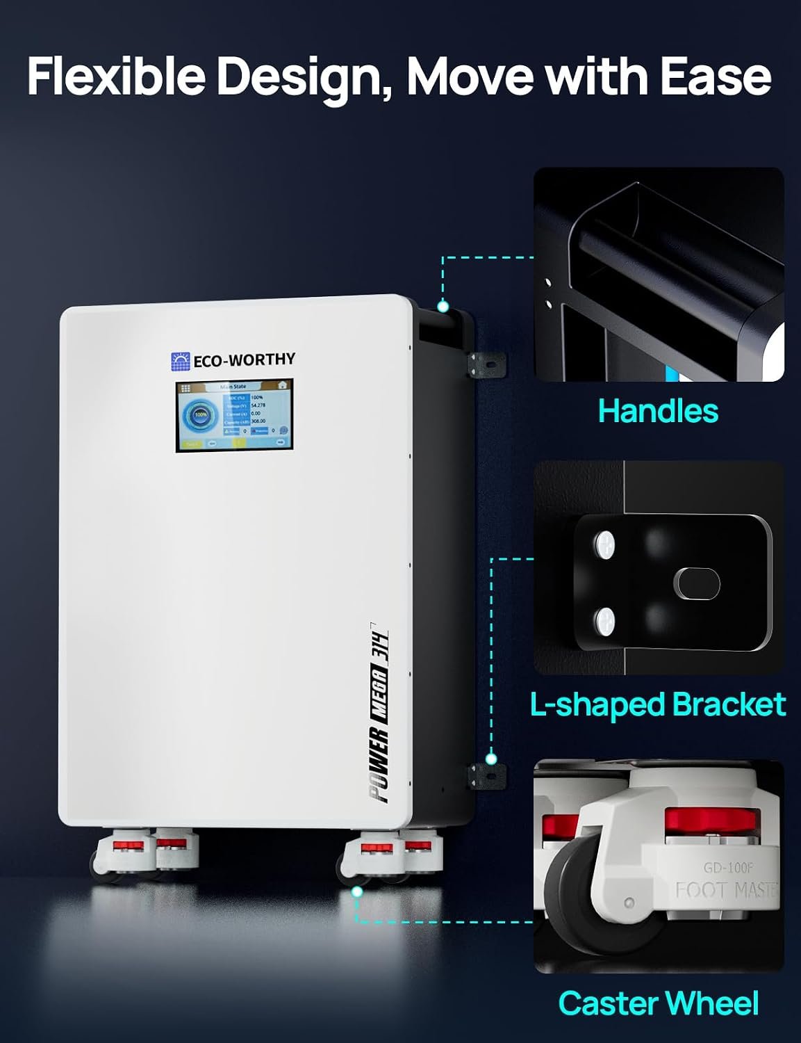 ECO-WORTHY Powermega 48V 314Ah LiFePO4 Energy Storage System with Liber 10KP 10kW Hybrid Inverter, Active Balancing BMS, Battery Built-in Bluetooth&WiFi, Communication for Home Backup, Off-Grid - Image 6
