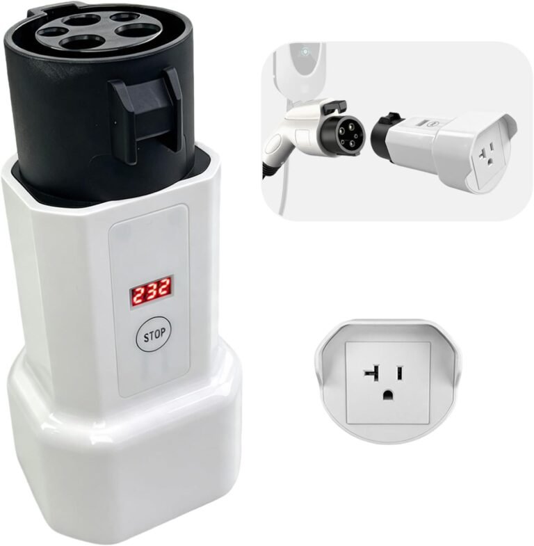 J1772 to NEMA 5-15/5-20 Socket Adapter, Portable EV Charging Station Discharge Converter, J1772 Charger Plug Tap for Charging E-Bikes and Scooters Can Accept AC 100~240V (with Display)