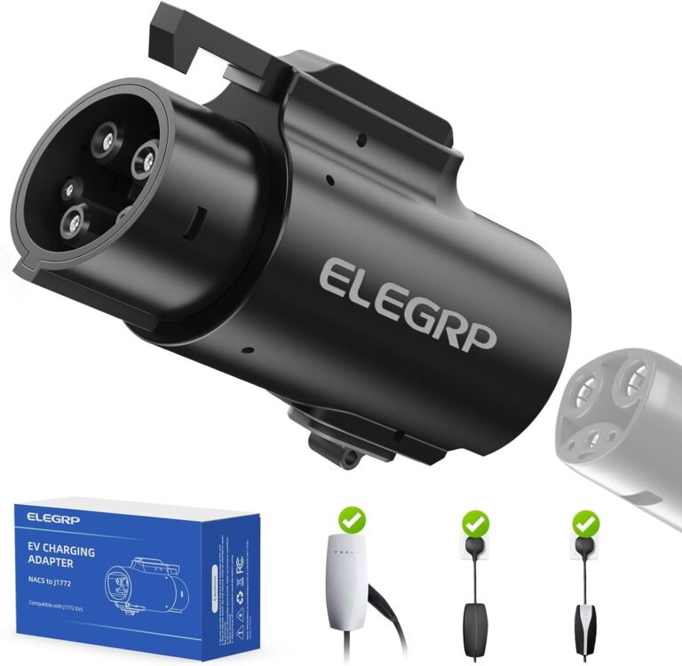 ELEGRP 80A Tesla to J1772 Adapter, NACS to J1772 EV Charger Adapter for Level 2 Charging, Compatible with Tesla High Powered Connector, Destination Charger, Mobile Connector, with Carry Bag