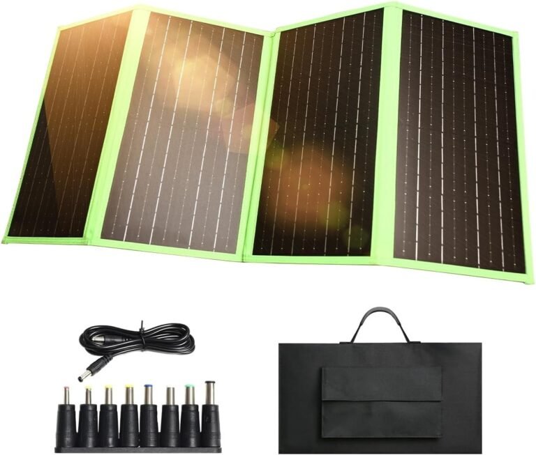 60W Portable Solar Panel Charger with USB-C, USB-A, DC Port, GOLUMU Outdoor IP67 Waterproof Foldable Solar Phone Charger for Camping Hiking Backpacking High Efficiency Cellphones Tablets Fast Charging