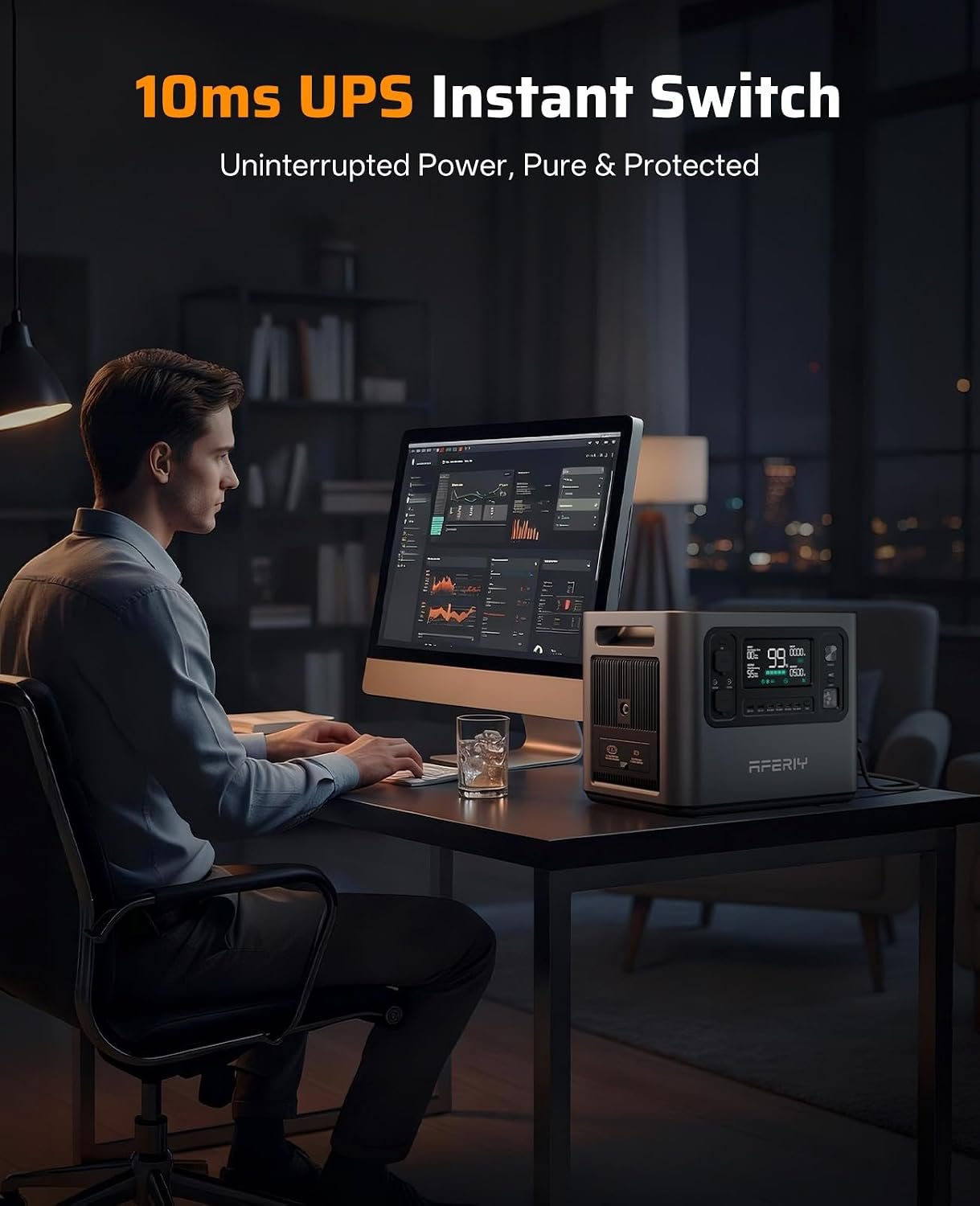 AFERIY P210 Solar Generator 2048Wh Portable Power Station 2400W (4800W Peak | 3500+Cycle LiFePO4 Battery,AC Fast Charging,12V/25A XT60 DC output,10ms UPS Power Outages,Home Backup,Camping(Solar Optional) - Image 5