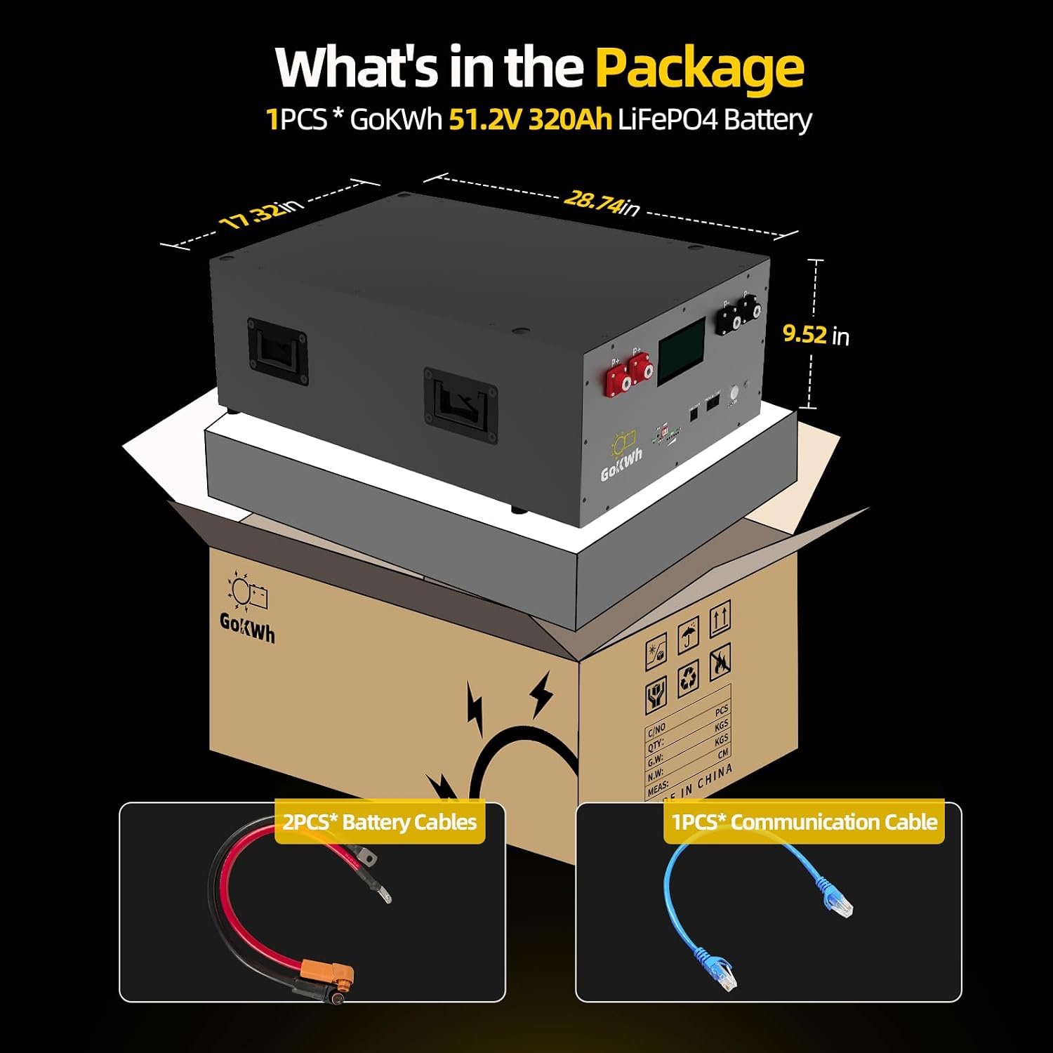 51.2V 320AH Lithium LiFePO4 Battery, 16.38kWh High-Capacity, Metal Case with APP, Perfect for Off-Grid Solar Systems, Home Backup Power & Emergency Storage - Image 6