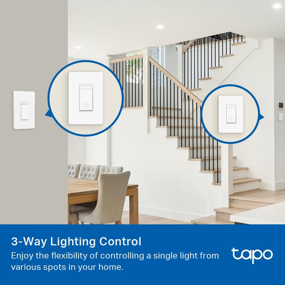 Tapo Matter Smart 3-Way Dimmer Switch Kit, S515D KIT | Energy Monitoring, Neutral Wire Required, Works with Alexa/Siri/Google Home/SmartThings, UL Certified, 2.4GHz Wi-Fi - Image 3