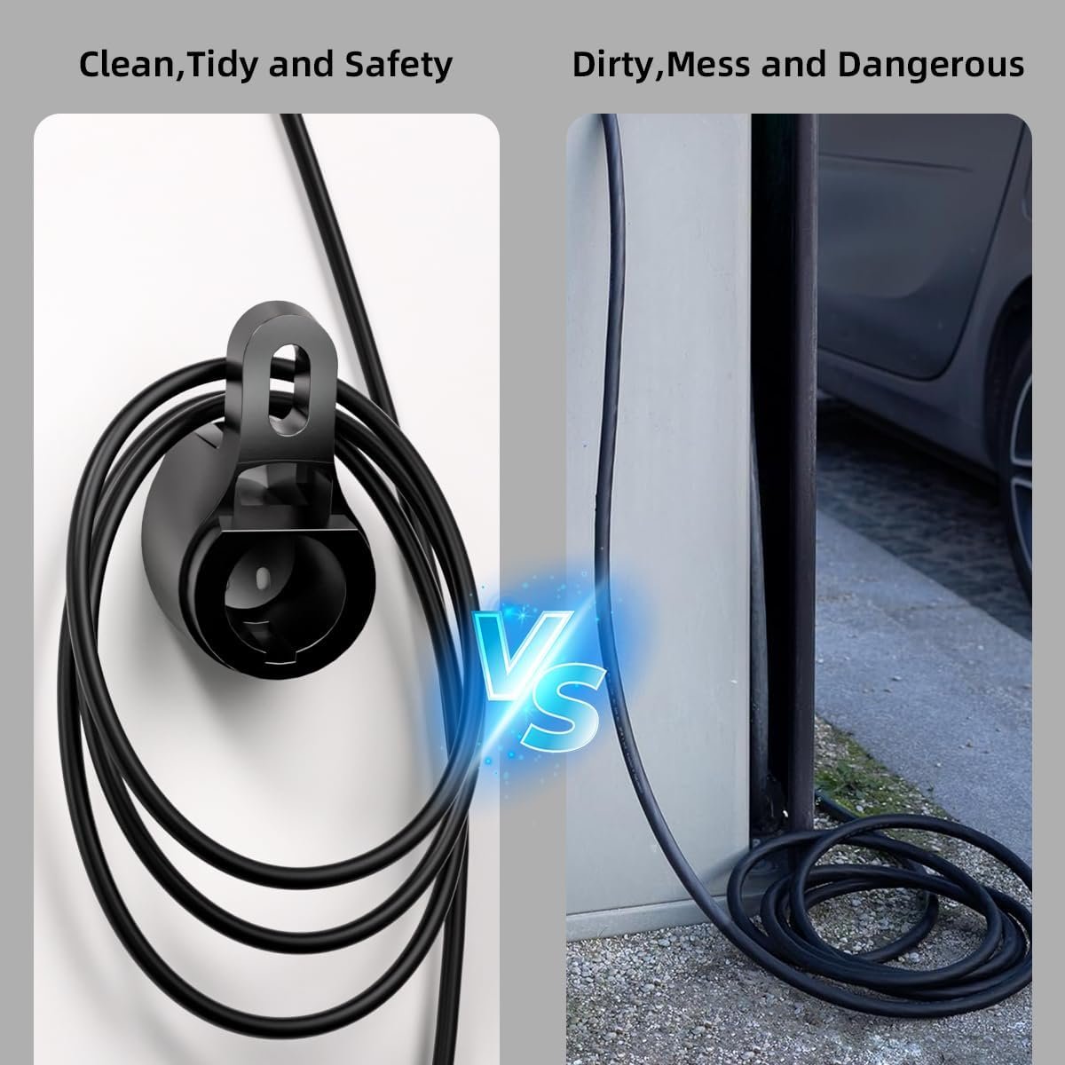 EV Charger Holder,SAE J1772 Connector Nozzle Holster Dock,45lbs Heavy-Duty Charging Cable Organizer, Electric Car Charger Cable Hanger,Wall-Mount Connector Space Saving for Outdoor & Indoor - Image 5